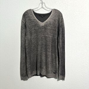 John Varvatos USA Men's V Neck Long Sleeve Sweater Gray Size Large Wool Blend